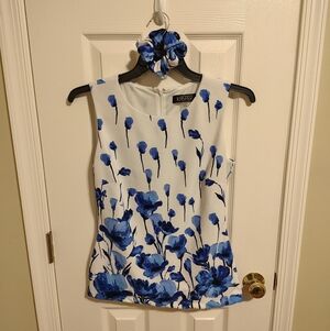 Kasper Top And Matching Hair Scrunchie, Size 8